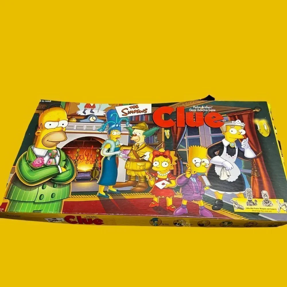 Simpsons Clue Board Game 2000 Parker Bros Pewter Tokens COMPLETE 1st Edition